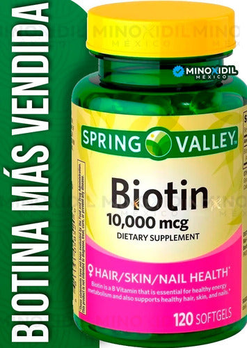 Suplemento Alimenticio - Spring Valley Biotina 10,000 mcg con 120 tabletas
